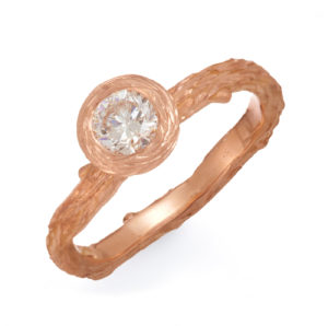 This 14k rose gold "Twig" ring features a 0.42ct rose cut diamond.   (#100-00389)