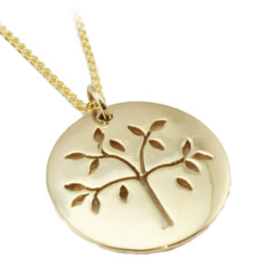This 14k yellow gold “Falling Leaves” pendant features a lovely pierced silhouette of a tree in the fall season. The pendant is about the size of a dime. call for pricing  (#437-00449)
