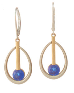 These very fun 14 karat gold and sterling silver dangle earrings are set with colorful kyanite.  Call for pricing (#210-1401)

