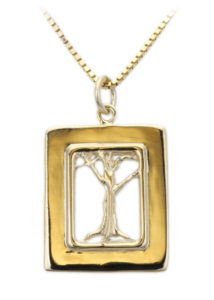 This tiny 14k yellow gold pendant features tree in winter. call for pricing (#200-01675)
