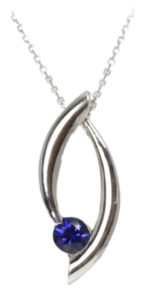 This lovely 14k white gold pendant features a 0.35 carat blue sapphire.  The pendant is approximately 3/4′ in length and 3/8″ in width. Call for pricing (#230-1145)


