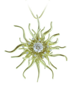 This 14k yellow gold “Wild Chicory” pendant features a diamond (0.17 ct) center stone and unlike its counterpart, blooms all day long. Call for pricing (#160-0927)