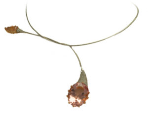 18k gold necklace featuring morganite gemstones