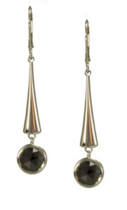 14k white gold and black diamond dangle earrings