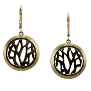 These 18k yellow gold and oxidized sterling silver alluring earrings are approximately the size of a dime. Call for pricing (#425-0865)