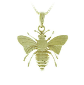 This 14k yellow gold “Flying Bee is approximately 3/4″ wide and 1/2″ in length, the perfect size for a winged companion. Call for pricing (#437-0574)