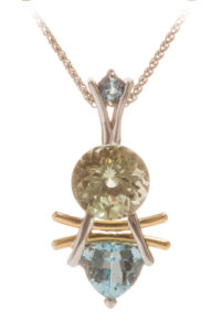 18k gold, aquamarine and beryl pendant