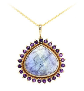 14k yellow gold, tanzanite and amethyst pendant